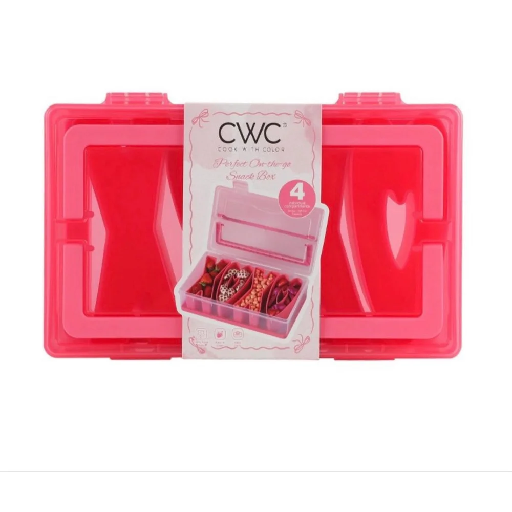 NEW CWC Cook With Color Pink Clear Food Storage Snack Box One Size